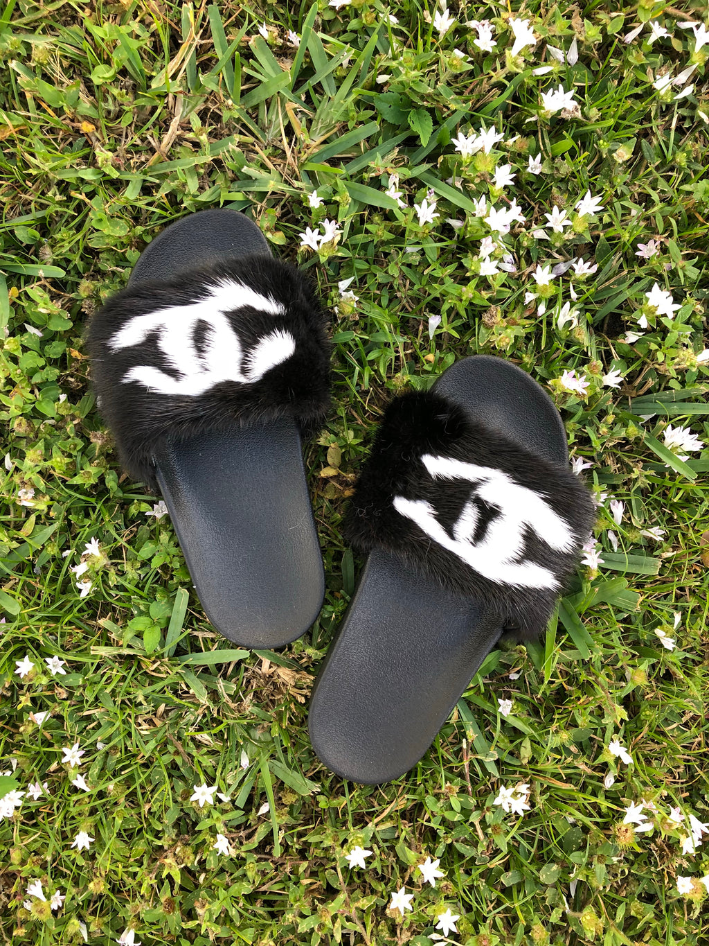 "CC" Mink Fur Slides (PREORDER)