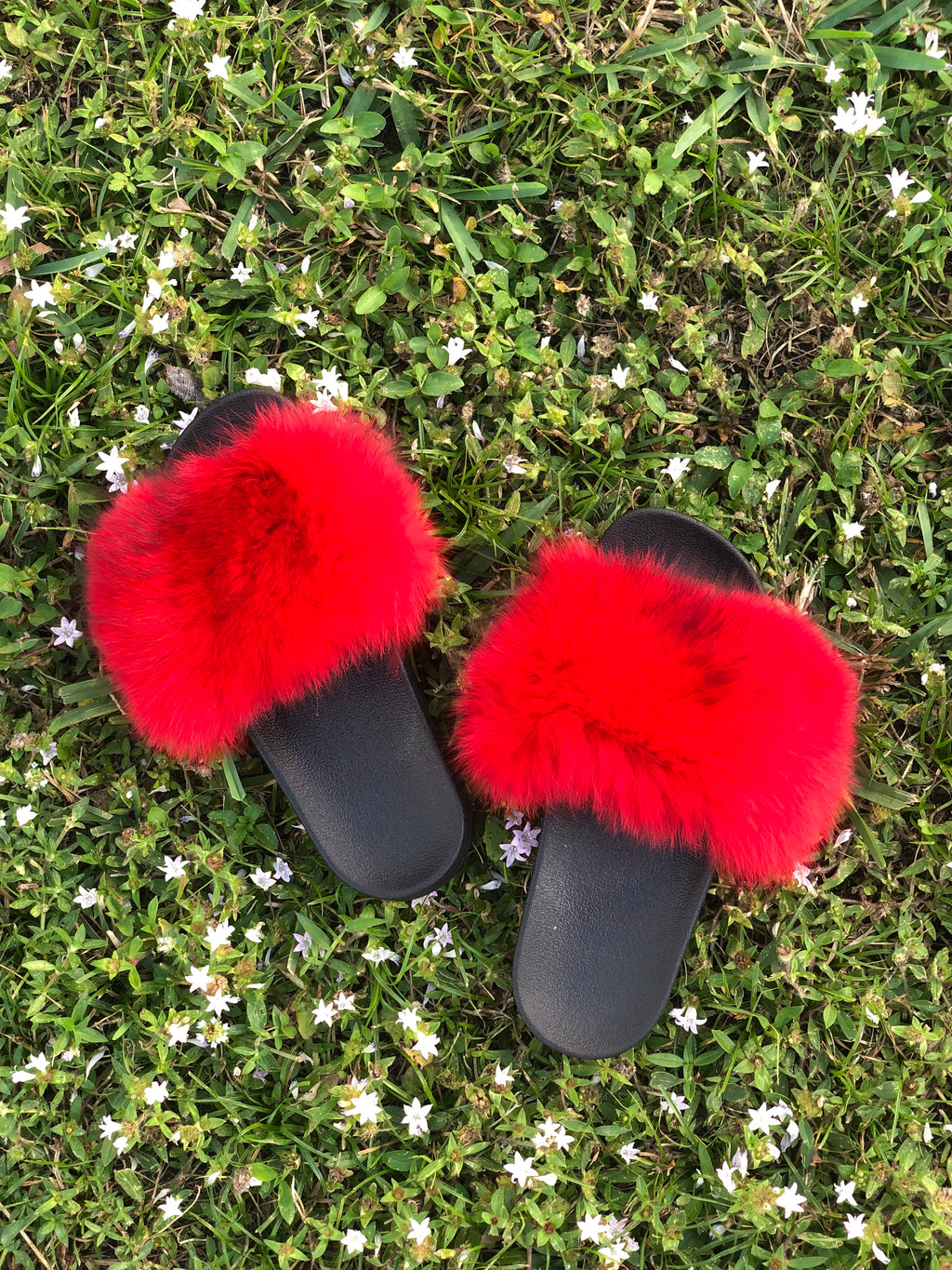 "Ruby Red" Fur Slides (PREORDER)